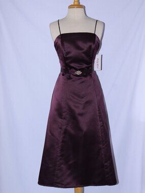 Poly USA #2616 Short Satin Party or Bridesmaid Dress-Size XL-PLUM-NWT